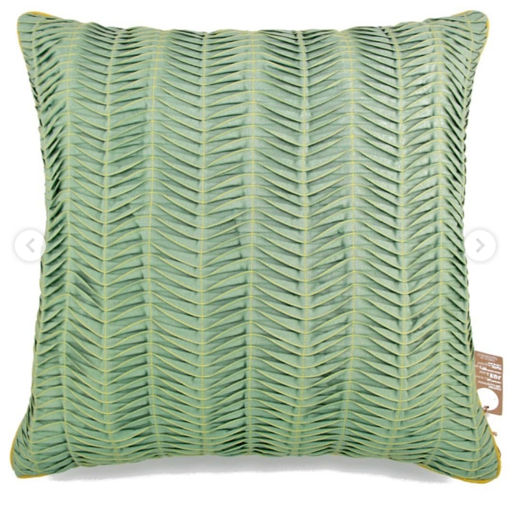 Set/3 New! 24" x 24" Granite Green Pleating Throw Pillow Covers Linen Shams